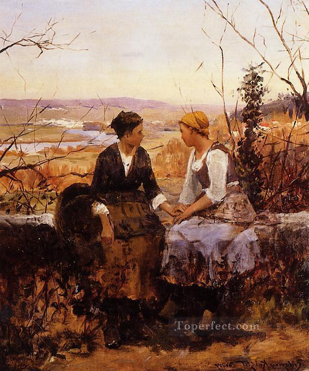 The Two Friends countrywoman Daniel Ridgway Knight Oil Paintings